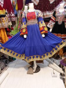 Blue Afghani frock on dummy