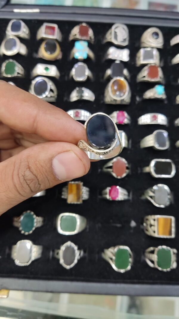Black agate stone ring for male