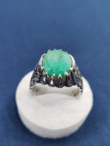 Emerald stone ring male ring
