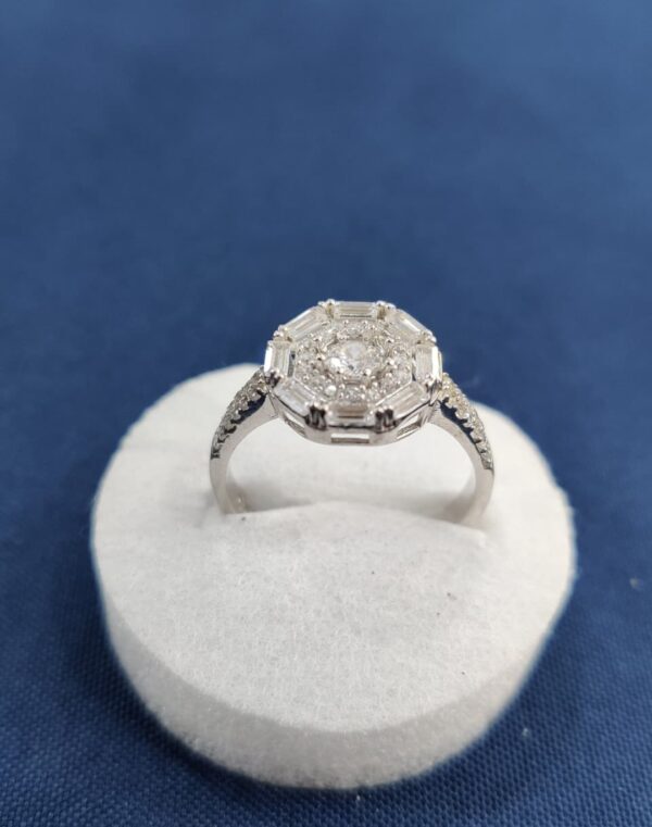 Zircon Ring in 925 Rhodium Silver