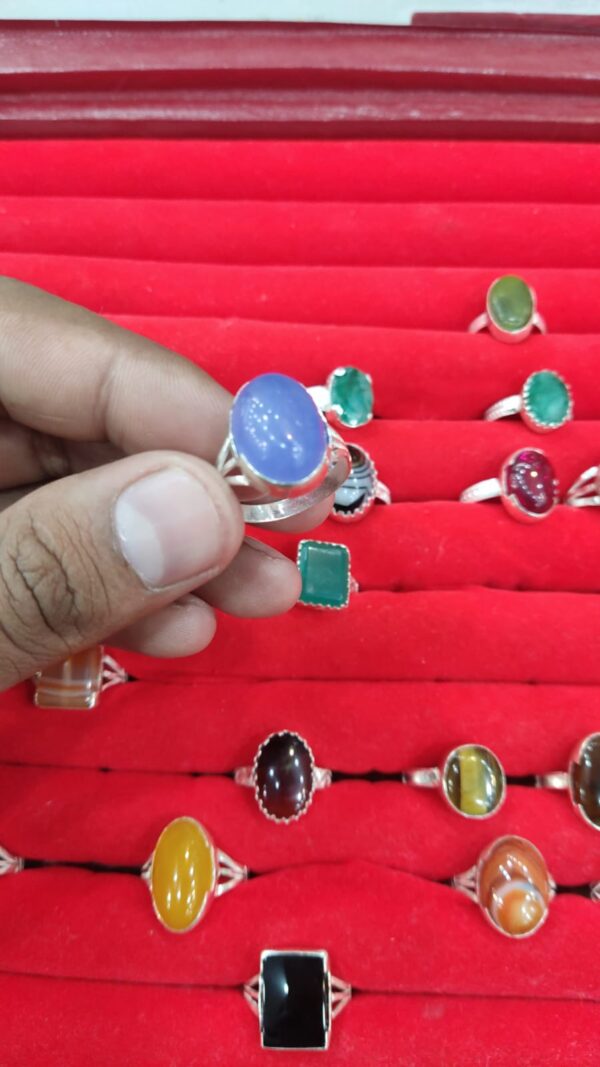 Blue Aqeeq in Handmade Silver ring