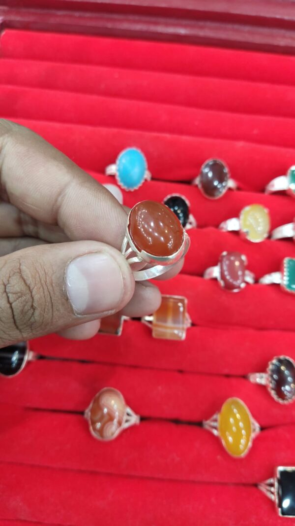 Sulemani Aqeeq Ring in 925 Italian Rhdodium Silver
