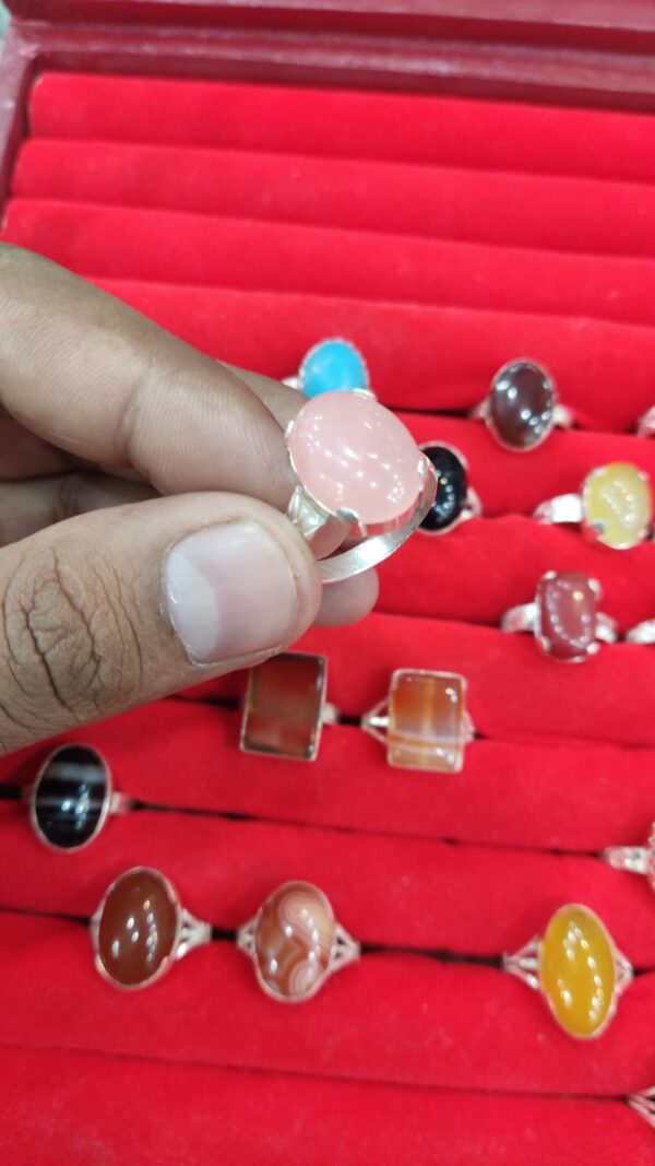 Rose Quartz Ring for Men in 925 Italian Rhodium Silver