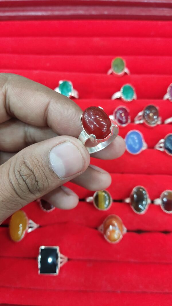 Sulemani Aqeeq Ring in 925 Italian Rhodium Silver