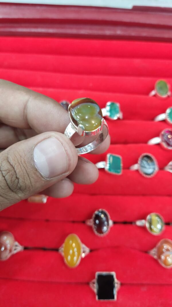 Sulemani Aqeeq Ring in Italina 925 Rhodium Silver