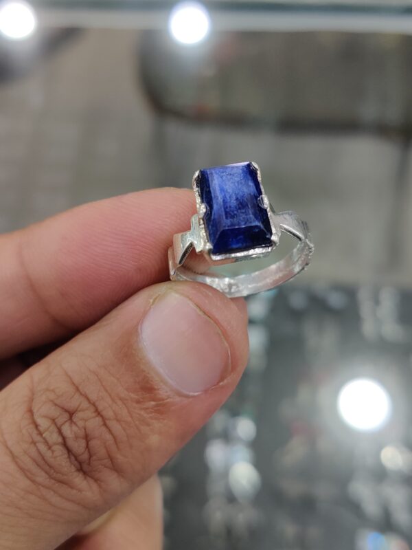 Sapphire Ring for Men in 925 Italian Rhodium Silver